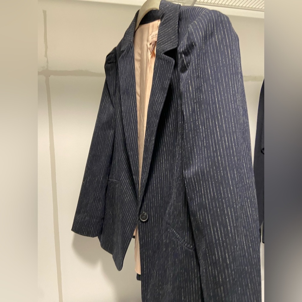 Rebecca Taylor Tailored blazer navy with light pink stitching pinstripes